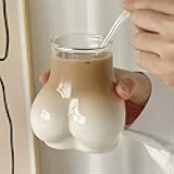 SIQITECHNO Funny Butt Body Shaped Glass Cup Stemless Ass Glass for Coffee Tea Juice Wine Cocktail Shot Glasses Novelty Transparent Glassware for Bar Bachelor Birthday Party Home Decoration 450ML