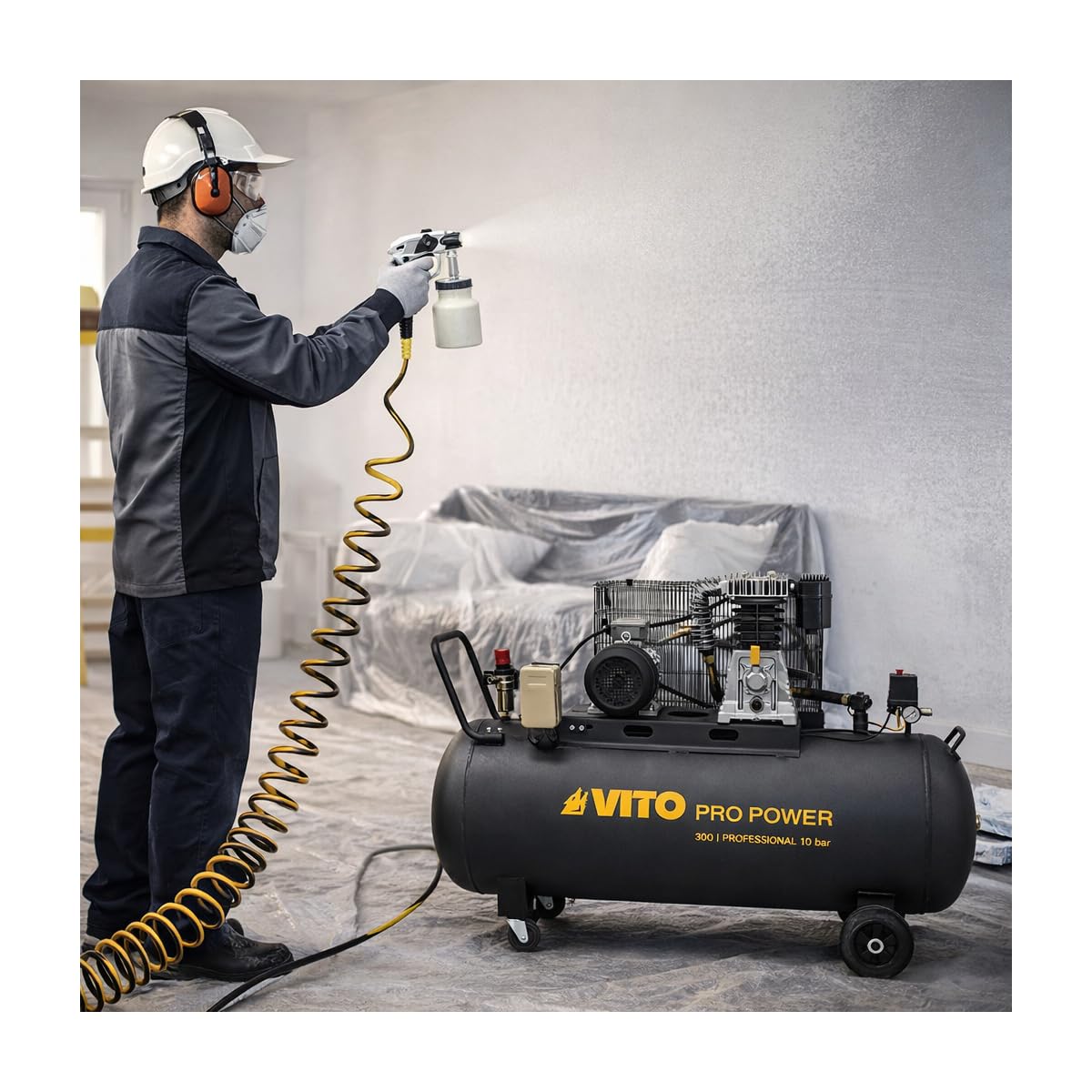 VITO - Compresor de aire 300L 10 Bar 4000W 5.5CV 500L/min - Compresor de taller para herramientas neumáticas pintura inflado 380V | Compresor de taller, Para herramientas neumáticas, Pintura, Inflamación
