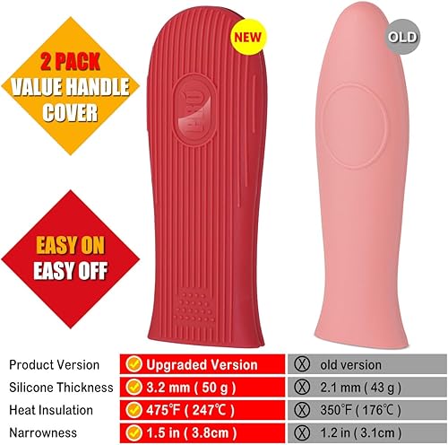 Miniatura 6 de Cbiumpro Funda de mango de hierro fundido, funda de silicona resistente al calor, funda de mango de sartén de hierro fundido resistente al calor,