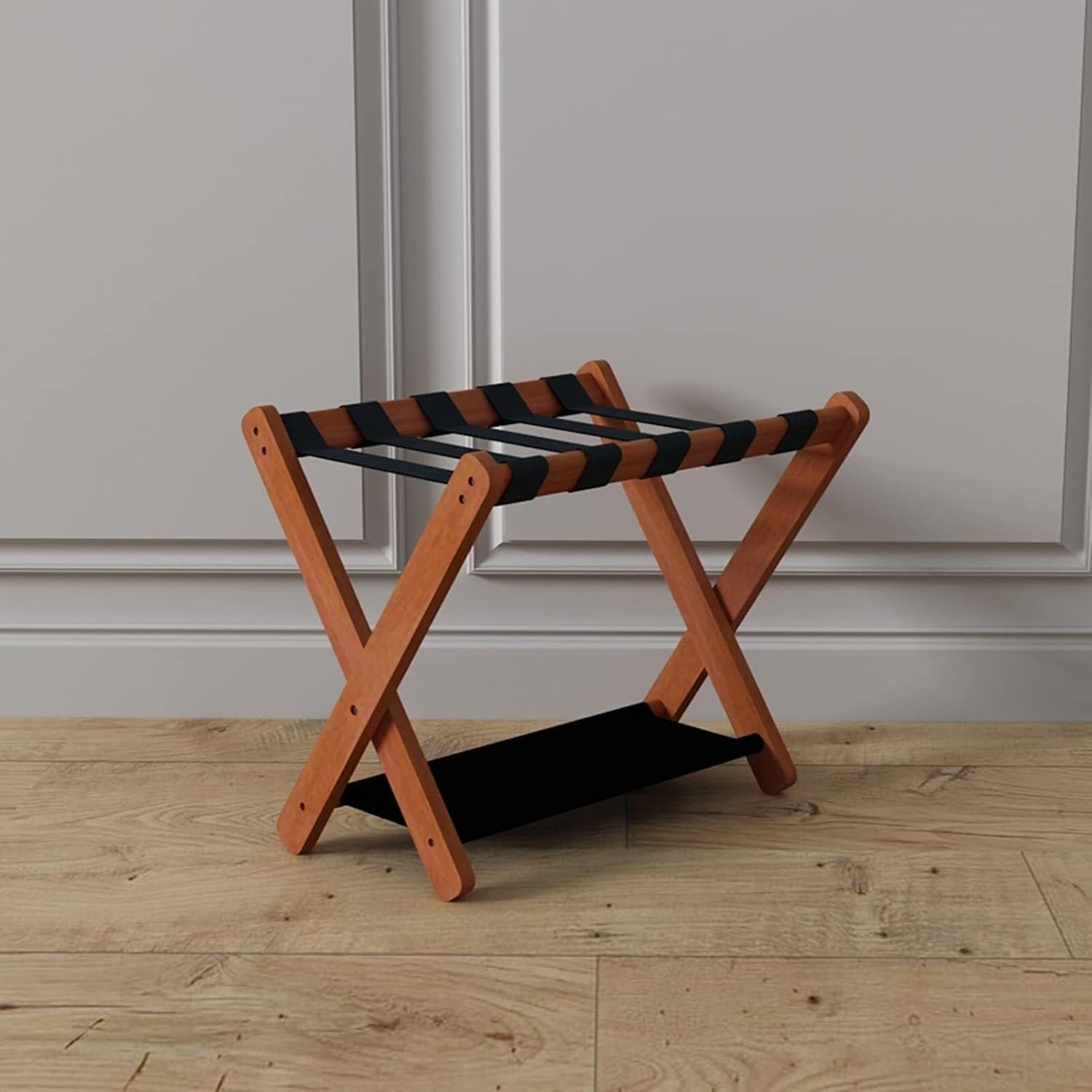 2 Pack Suitcase Rack - Foldable Luggage Stand with 2-Tier Design, Strong Hotel Suitcase Holder for Bedrooms, Guest Rooms & Hotels