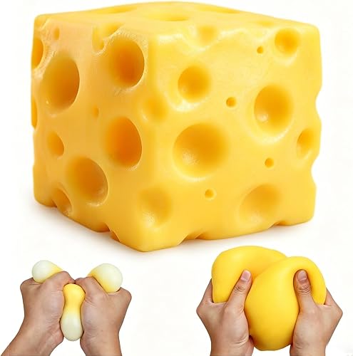 Cheese Squishy Toy, Slow Rising Big Squishy Cheese Dumpling Squeeze Toy, Taba Squishies Stress Balls Relief Fidget Sensory Gifts Party Favors for Kids Adults