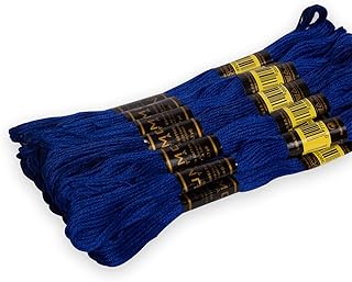 12 Pieces Dark Royal Blue 134/820 Premium Embroidery Thread | 100% Egyptian Cotton Premium Skeins | Cross Stitch Embroidery Floss | Oeko TEX Certified Stranded Cotton (Dark Royal Blue)