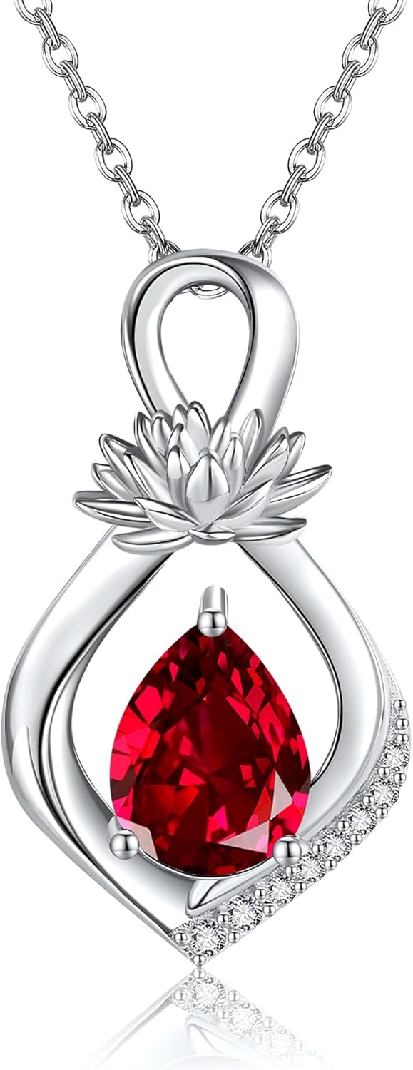 Birth Flower Necklace Infinity Birthstone Necklace 925 Sterling Silver Crystal Pendant Birth Flower Jewelry for Women Girls