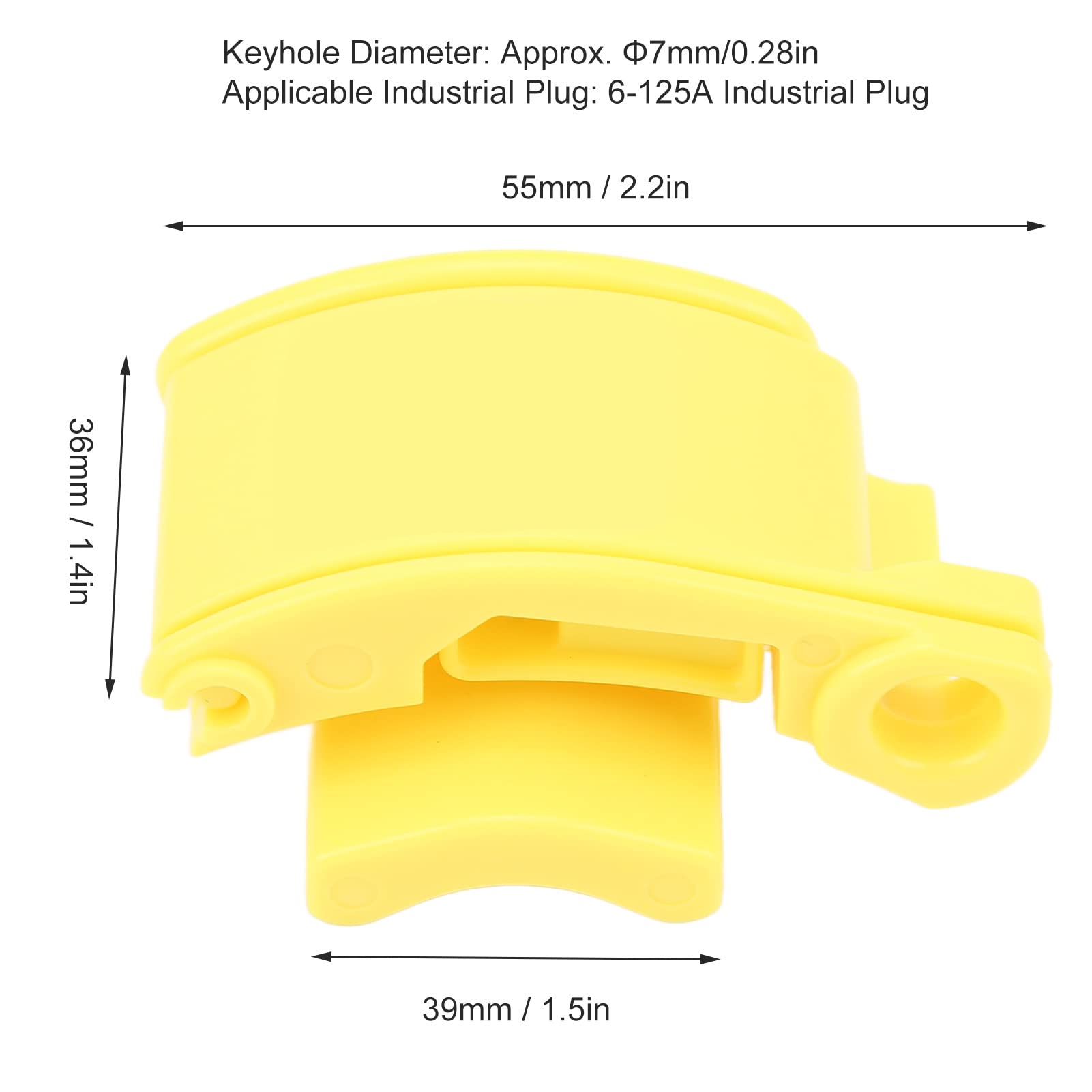 Plug Lock for Lockout Tagout Industrial Plug Lockout Applicable 6-125a Industrial Plug Engineering Plastics Safety Electrical Switch Lock Energy Isolation for 7mm Security Padlock,Yellow - Image 3