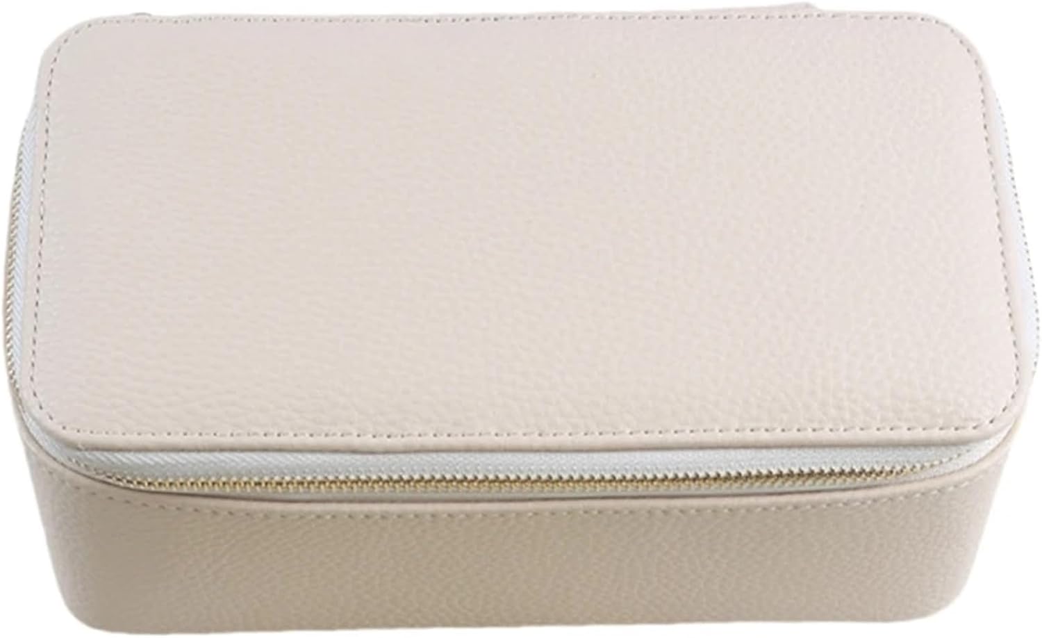 Jewelry Organizer Elegant Travel Jewelry Case With 12 Velvets Zippers Pouches PU Leather Earrings Necklaces Accessories Holder(Beige)