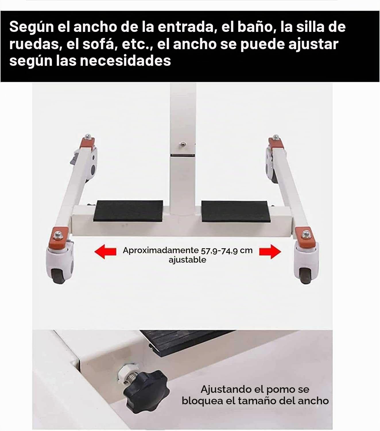 Grua Traslado Enfermos, Home Grua Enfermos Sillas de Ruedas,Gruas para Personas Mayores, Ayuda de Transferencia de Pacientes para Personas Mayores Discapacitadas Ajustable En Altura Y Ancho,