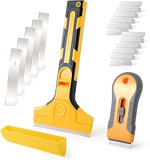 Razor Blade Scraper Tool Wall Paint Window Glass Scraper with Extra Razor Blades for Sticker,Glue,Paint,Adhesives Removal,Glass Top Stove Cleaning