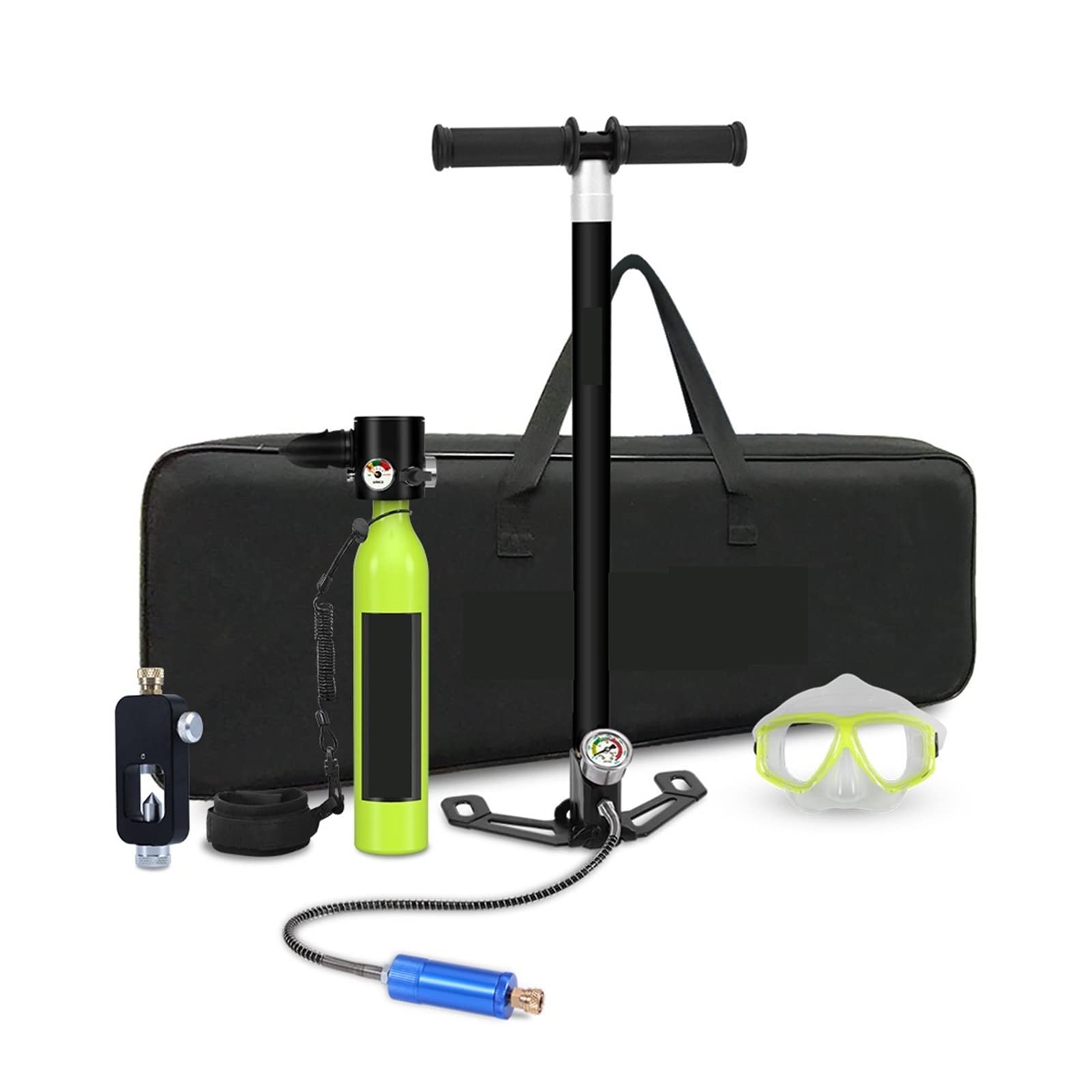 Portable Dive Cylinder, 0.5L Snorkeling Equipment Diving Respirator Mini Oxygen Bottle Swimming Goggles(Groen)