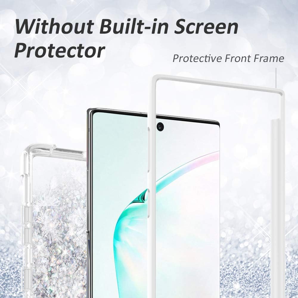 Caka Galaxy Note 10 Plus Case, Note 10 Plus 5G Glitter Full Body Protective Bumper Case Without Built in Screen Protector Bling Girly Girls Women Floating Liquid Case for Galaxy Note 10 Plus (Daisy)