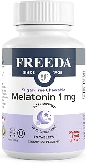 FREEDA Melatonin 1 mg Sugar-Free Chewable Tablets – Natural Fruit Flavor Sleep Aid for Adults and Kids Ages 3 and Up – Non-Habit Forming, Vegan, Gluten-Free, Kosher – Made in USA (90 Count)