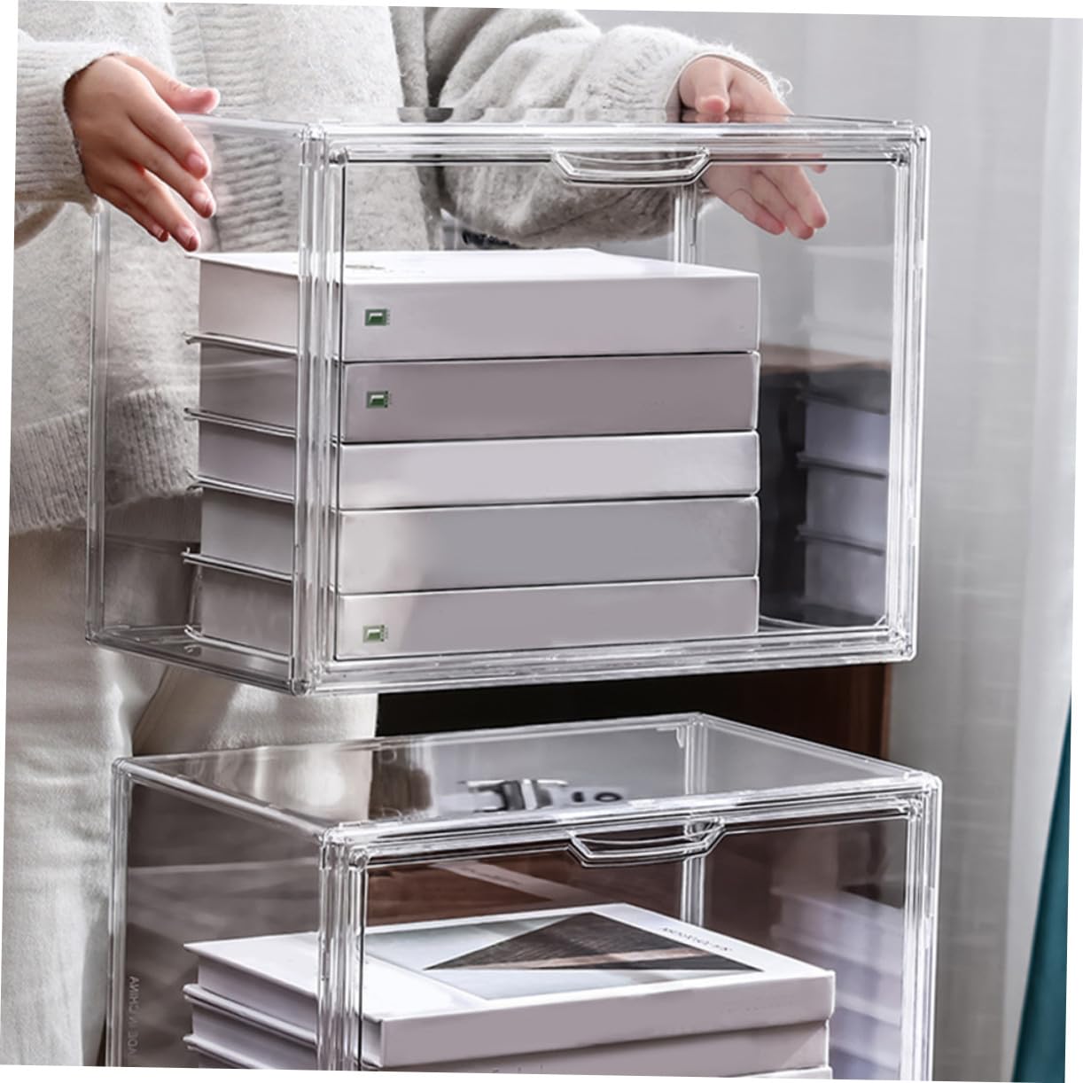 VALICLUD Transparente Extra Große Buchaufbewahrungsbox Staubdicht Praktischer Organizer Für Schulbücher Und Dokumente Stapelbar Für Klassenzimmer Und Zuhause