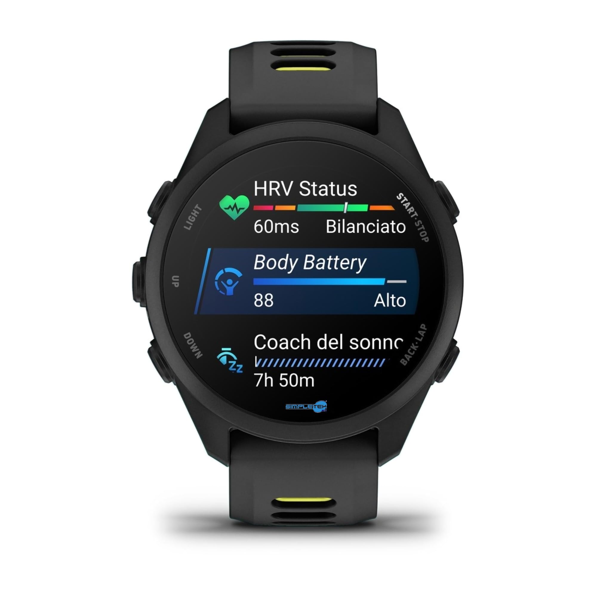 SIMPLETEK - Smartwatch Sportivo 43mm 1,2” AMOLED GPS NFC 4GB ROM Music | pagamenti contactless, 5 ATM, cardio polso, Display touch, metrica corsa, tracker attivita quotidiana, cardiofrequenzimetro