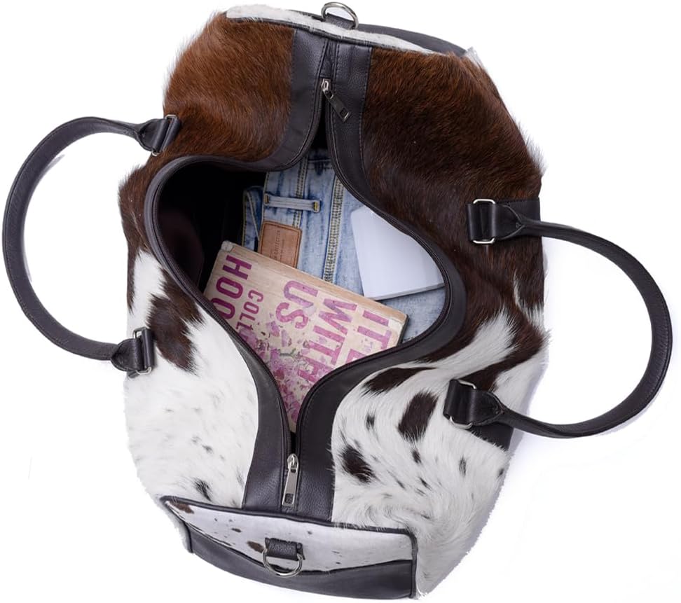 Cowhide Leather Duffle Bag for Men and Women - Genuine Leather Gym Duffle Bag, Weekend Overnight Travel Bag (Dark brown) - Image 7