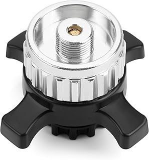 Onlyfire Adaptador de cartucho de Gas para Conexión de Cartucho Campingaz Easy-Click/CV, Convertir Adaptador de Cierre de Bayoneta a Conexión Roscada de 7/16", Plateado