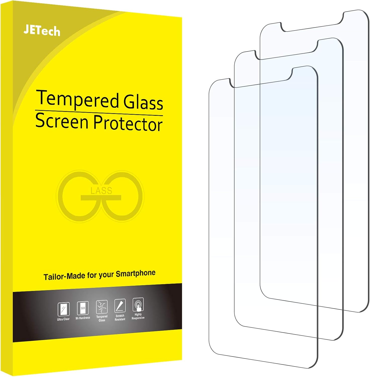 JETech Screen Protector for iPhone 6.7-Inch (12 Pro Max), Tempered Glass Film, 3-Pack