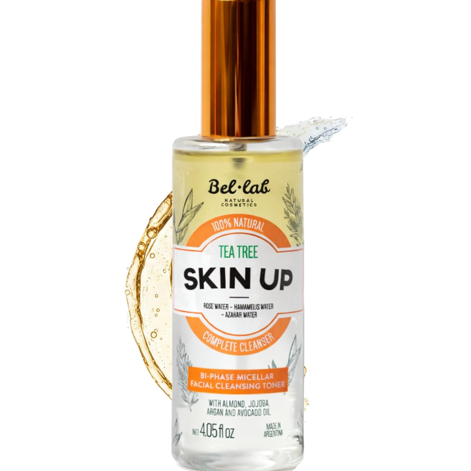 Bel Lab Skin Up – Tea Tree Micellar Water Makeup Remover with Floral Waters & Botanical Oils – Gentle Cleanser for Sensitive Skin – 4.05 fl oz
