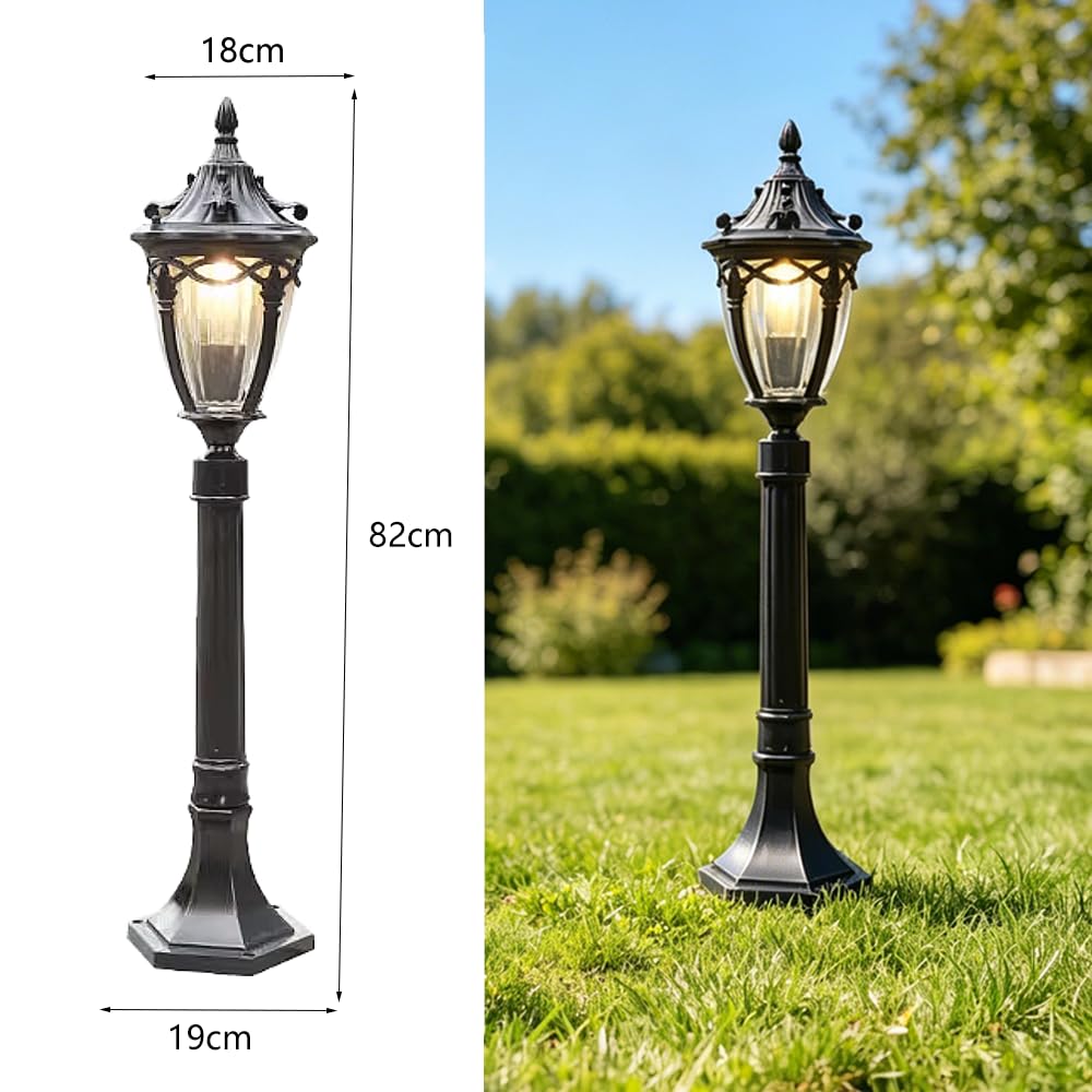 XINYASEE Farola Exterior de Pie Estilo Europeo, Impermeable Aluminio Fundido, Lámpara Decorativa para Jardín y Camino