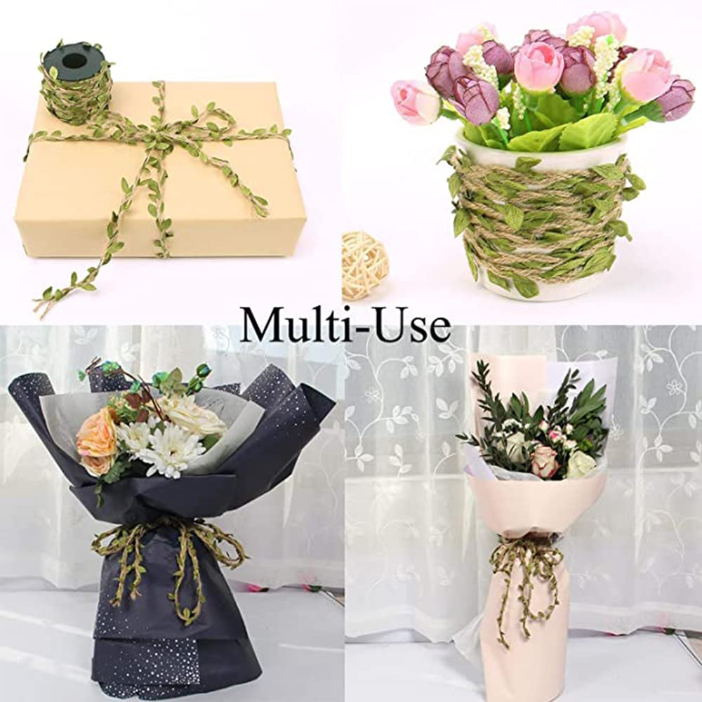Oligitdi Leaf Rope Natural Hessian Jute Twine Rope Burlap Ribbon DIY Craft Vintage for Home Wedding Party Decor (5m. Green and Red. Set of 2) 3