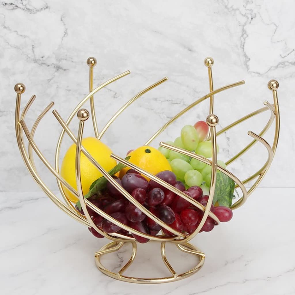 Cesta de Frutas de Estilo Moderno Tazón de fruta, bastidor de la cesta de frutas metálicas de encimera, plato de frutas creativas for pieza central de mesa for sala de estar, despensa, oro Plato Decor