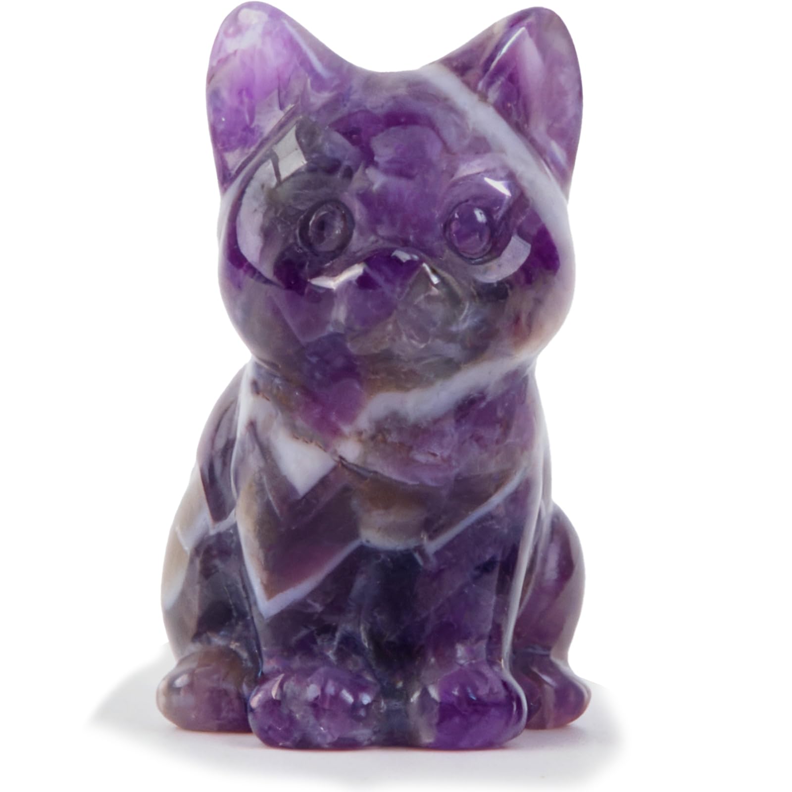 Aitsite Amethyst Crystal Cat Figurine, Healing Gemstone Cat Figurine, 1.5inch Purple Ornament for Living Room Office Desk Decor, Crystal Gifts for Women Men Christmas