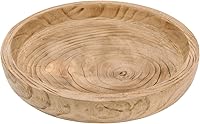 NIKKYHOME 12" Hand-Carved Paulownia Wood Dough Bowl - Rustic Farmhouse Decorative Serving Tray, Natural Finish