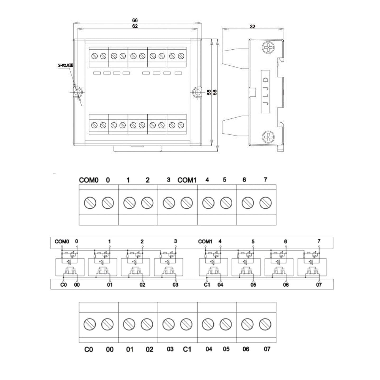 Convertitore di livello NPN a PNP cambio di livello a doppia conversione di segnale a 8 canali DG04 Ampia tensione DC 10-28V 10 KHZ