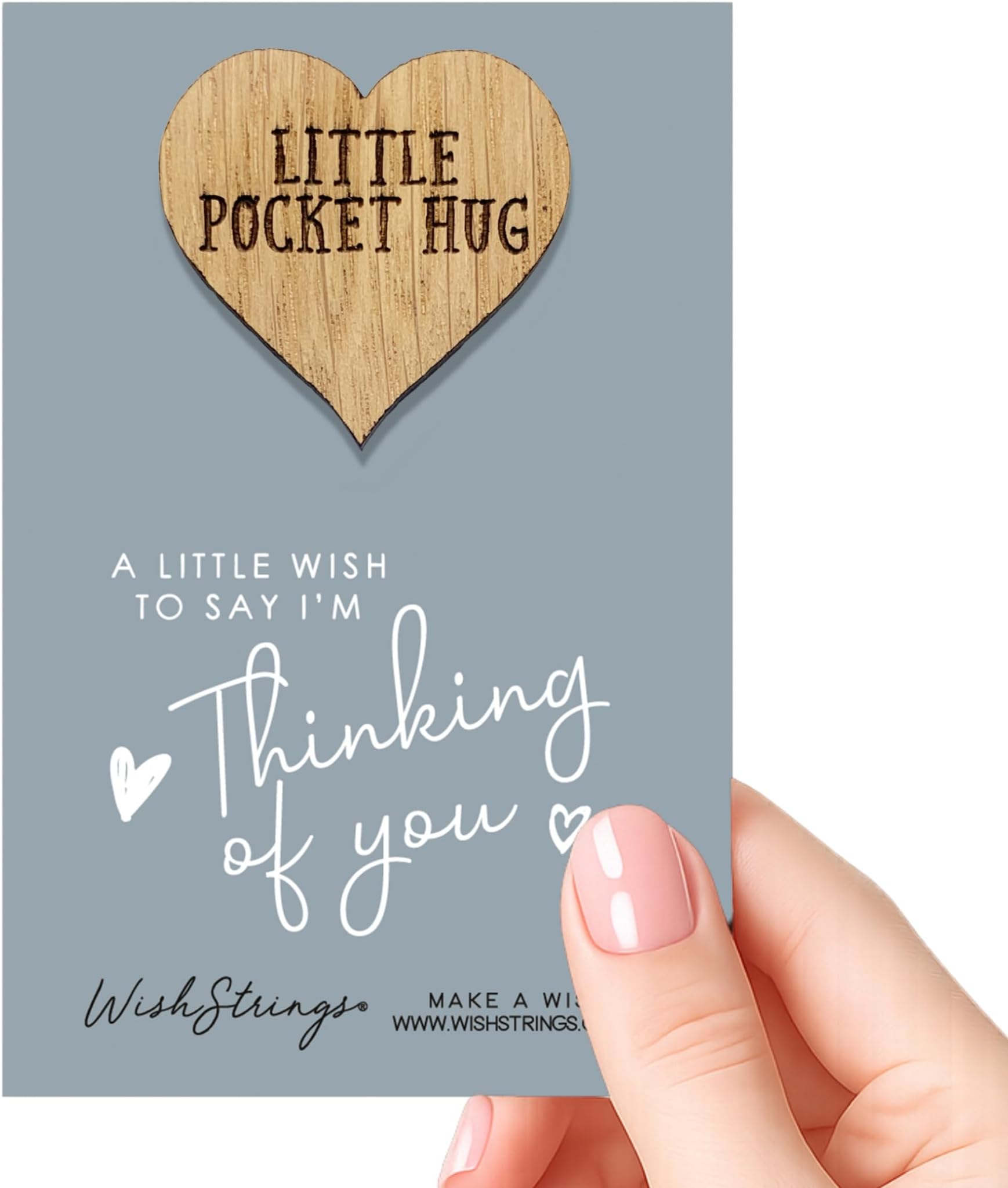 WishStrings Pocket Hug, Wooden Heart Token, Thinking of You Gift Cards | Thinking Of You Cards, Positive Affirmations with Little Pocket Hug, Love Token Hug for Family, Friends and Someone you Love