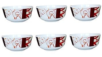 Best Buy Melamine Food Grade Soup Bowls with Solid Finishing Flower Designing (Set of 6).