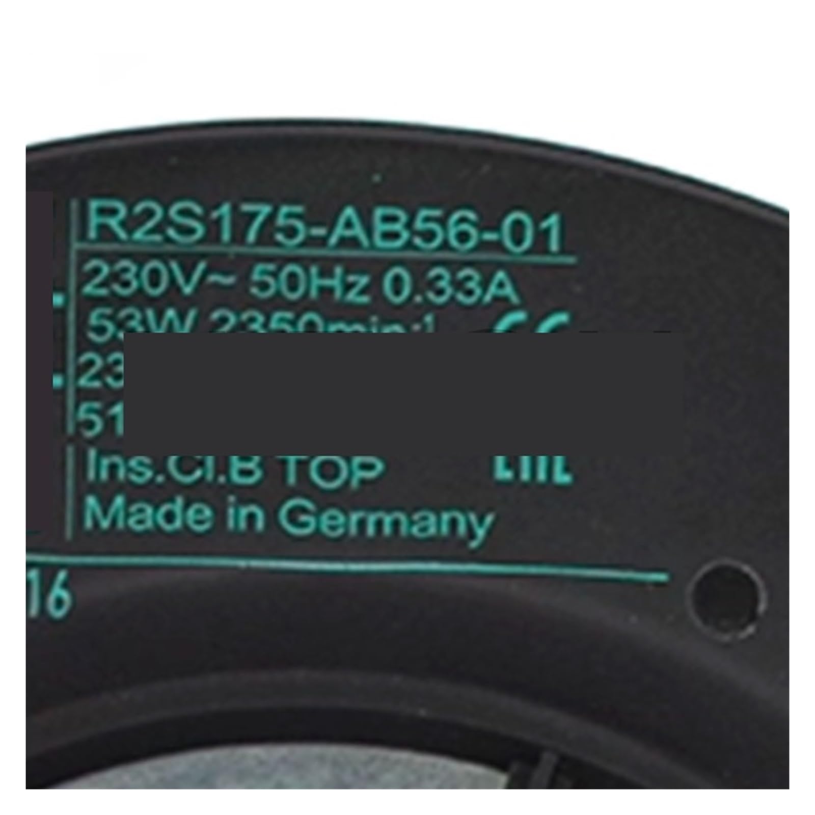Lzikkgki One Color Fan R2s175-Ab56-01 230V 0.33A 53W 175 * 69