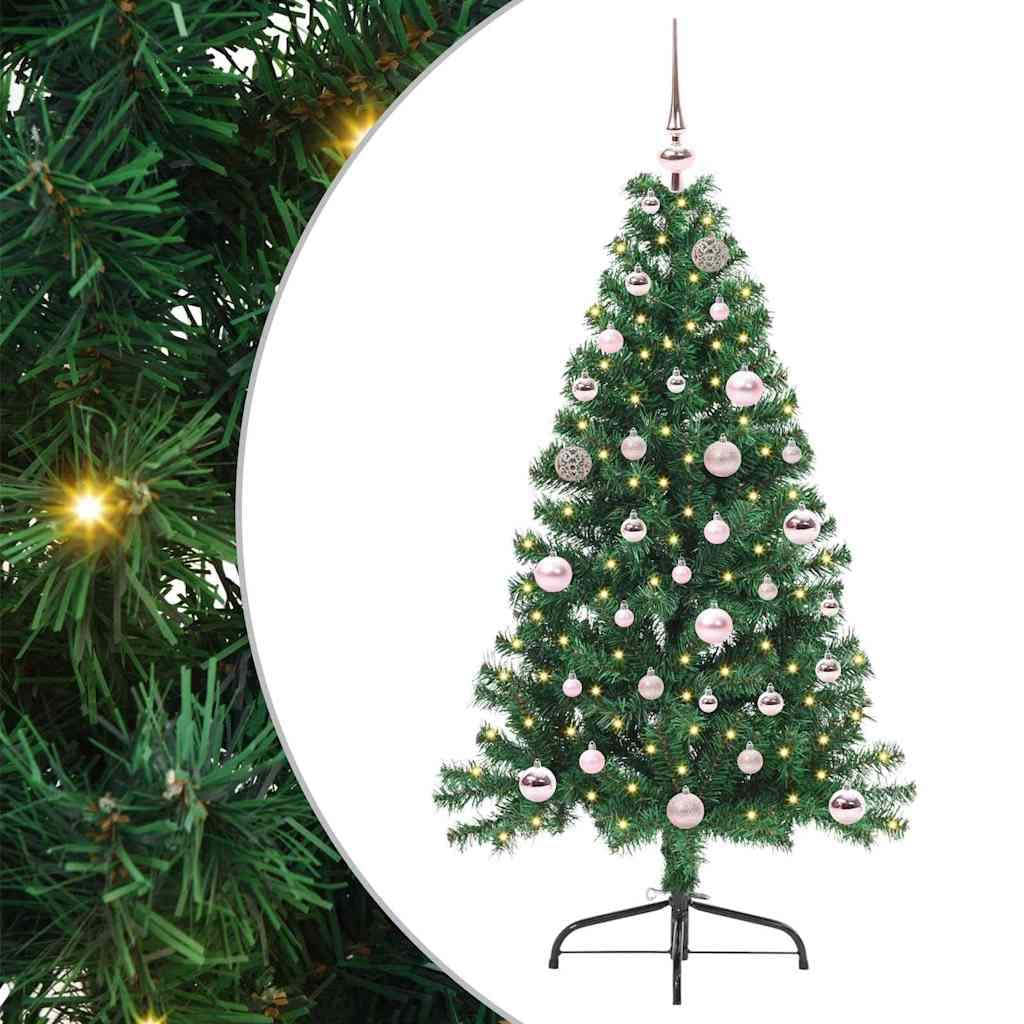 Sapin de Noël vert synthétique de 150 cm avec éclairage intégré et pied stable