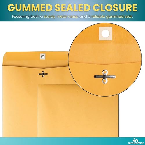 Miniatura 5 de 1InTheOffice Sobres de cierre de 10 x 15 pulgadas, sobres de manilla marrón con cierre, solapas engomadas, sobres de cierre de 10 x 15 pulgadas,