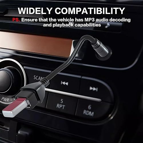 Miniatura 4 de Herfair Adaptador AUX a USB de 0.138 in macho conector de audio a USB 2.0 Convertidor hembra para reproducir música con disco U en el automóvil - 2