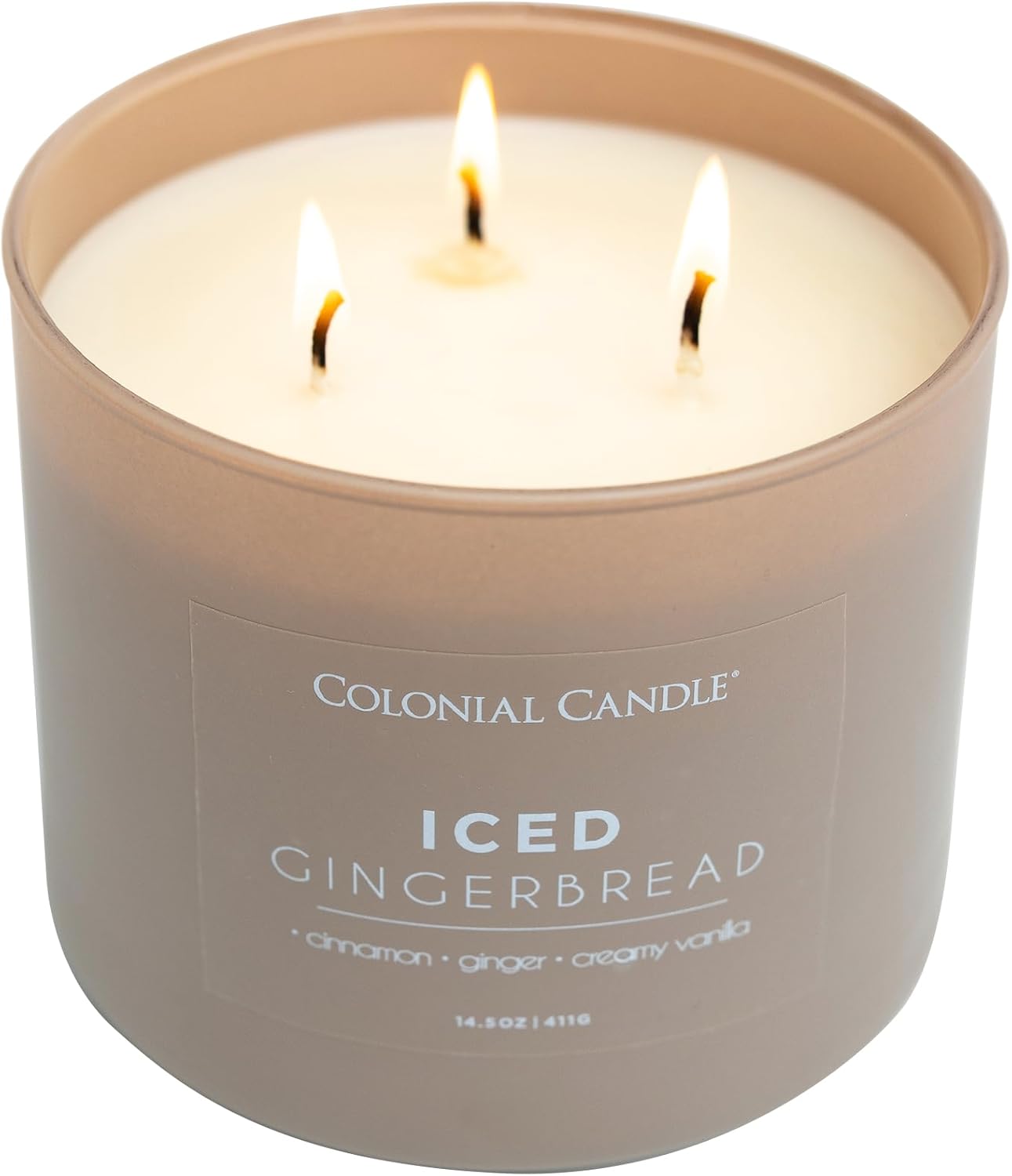 Colonial Candle Iced Gingerbread Scented Jar Candle, Pop of Color Collection, 3 Wick, 14.5 oz - Up to 60 Hours Burn - Image 2