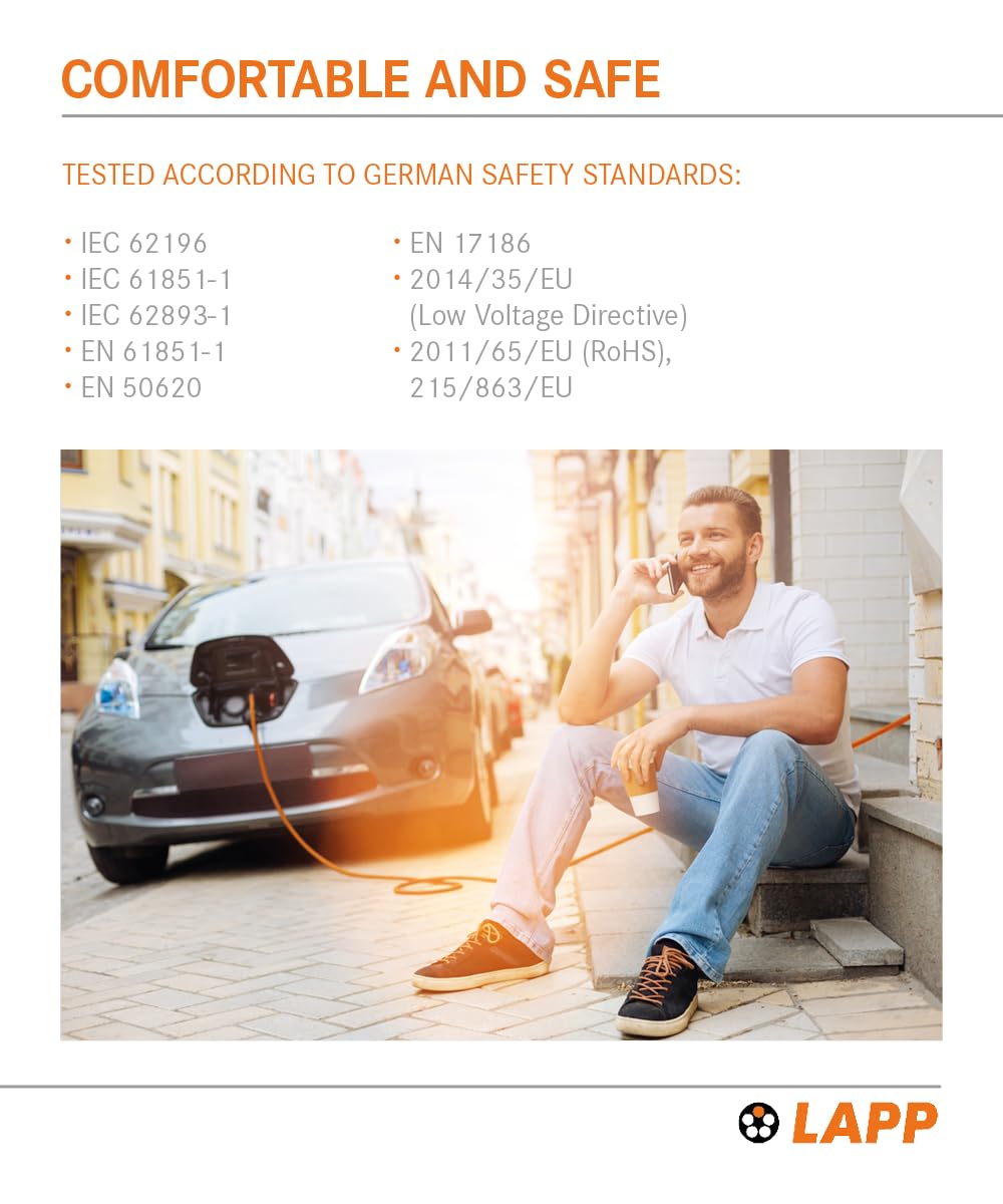 Lapp Mobility Kabel do ładowania typu 2 22 kW/gładki / 32 A / 3-fazowy/kabel do ładowania samochodu elektrycznego/tryb 3/5 m