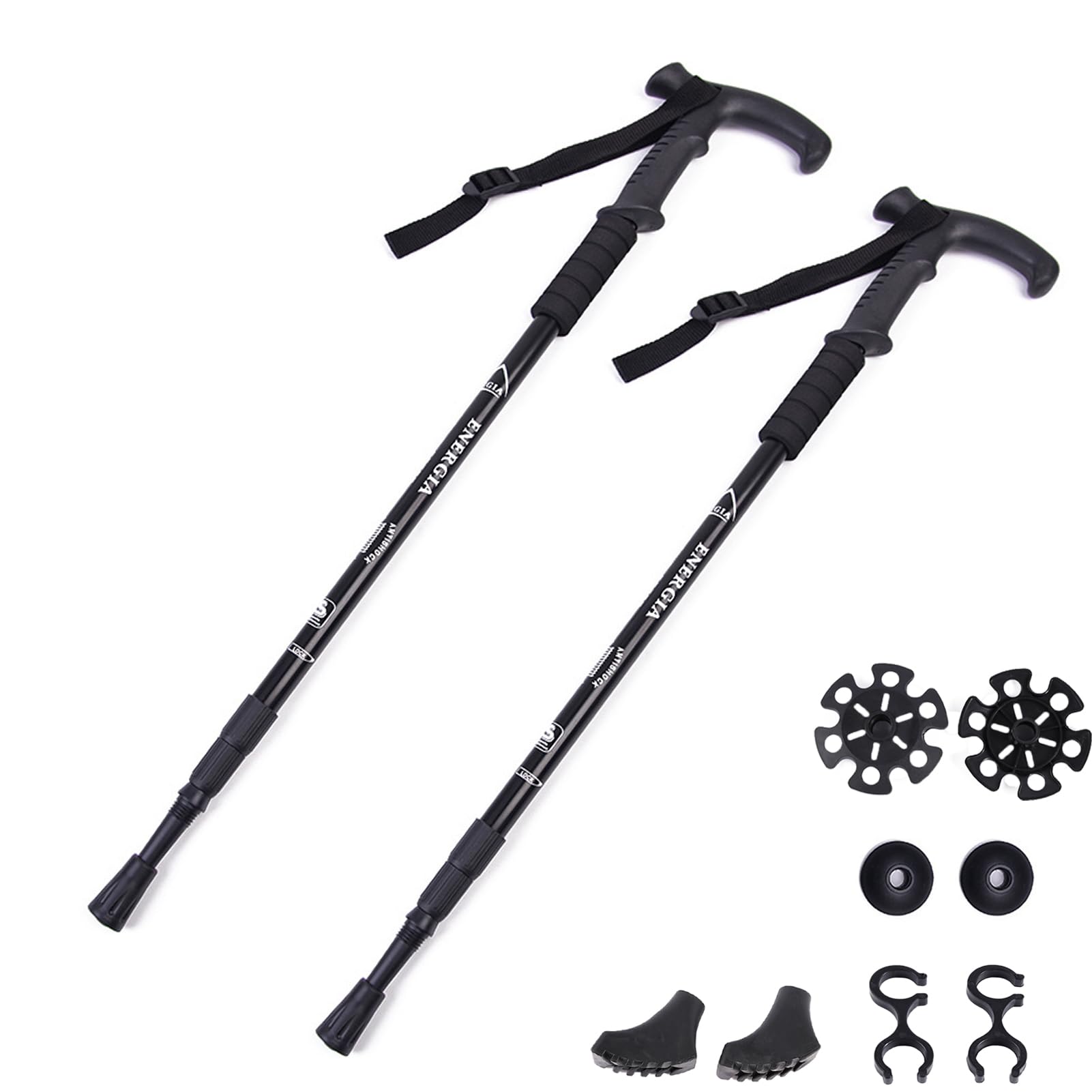 ThreeH Bâtons de Marche légers Bâtons de Trekking en T avec Poignée Antidérapante Canne Marche Ajustable pour Le Voyage, la Randonnée et l'escalade Hommes Seniors Femmes