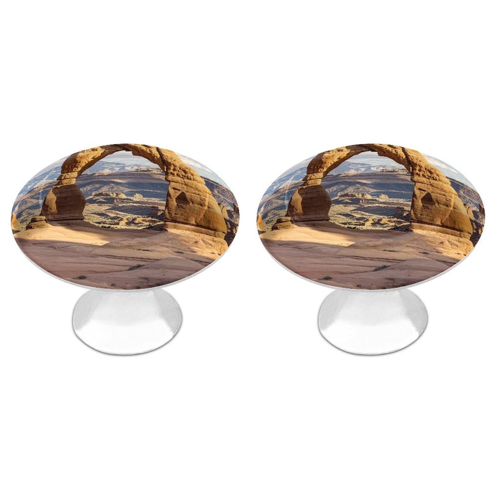 Fekiloot Style Arches National Park Cabinet Knobs 2 Pack Stainless Steel Round Dresser Drawer Knobs Kitchen Drawer Hardware Dresser Knob Closet Door Pulls Cabinet Handles For Cupboard Drawer Pulls