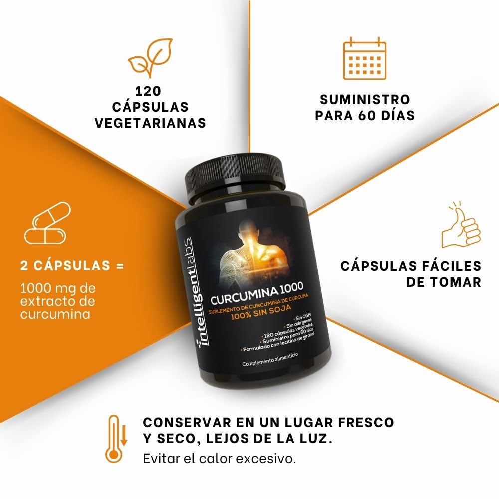 Complejo de Fitosoma de Curcumina Meriva de 1000mg de Intelligent Labs, 2900% Mejor Absorción que la Cúrcuma Ordinaria, 100% Libre de Soja, 120 Cápsulas por Botella