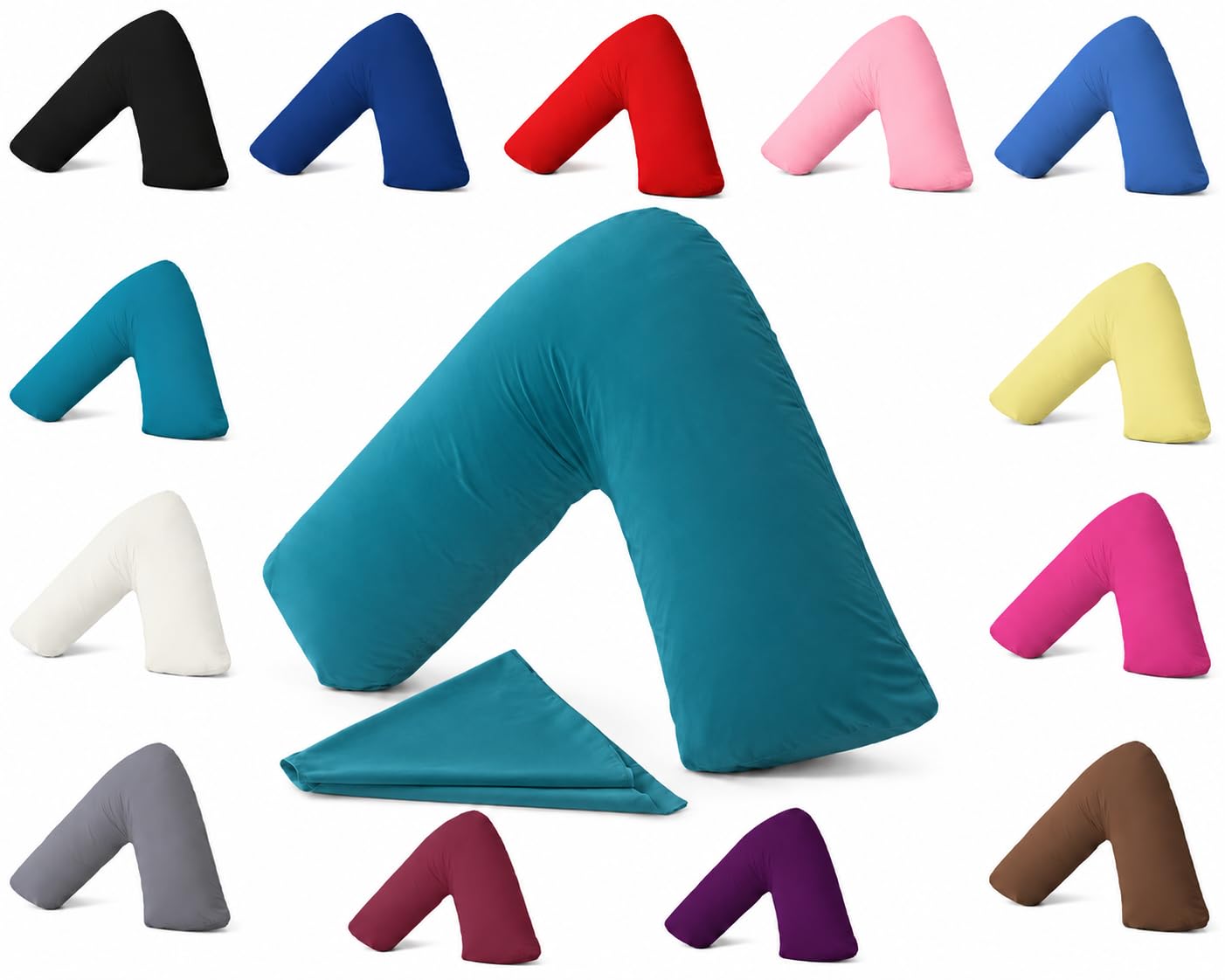 AmigoZone Plain Polycotton Back & Neck Support V Shaped Pillowcase Orthopedic/Pregnency/Nursing Pillow Case (Teal) โ image 1