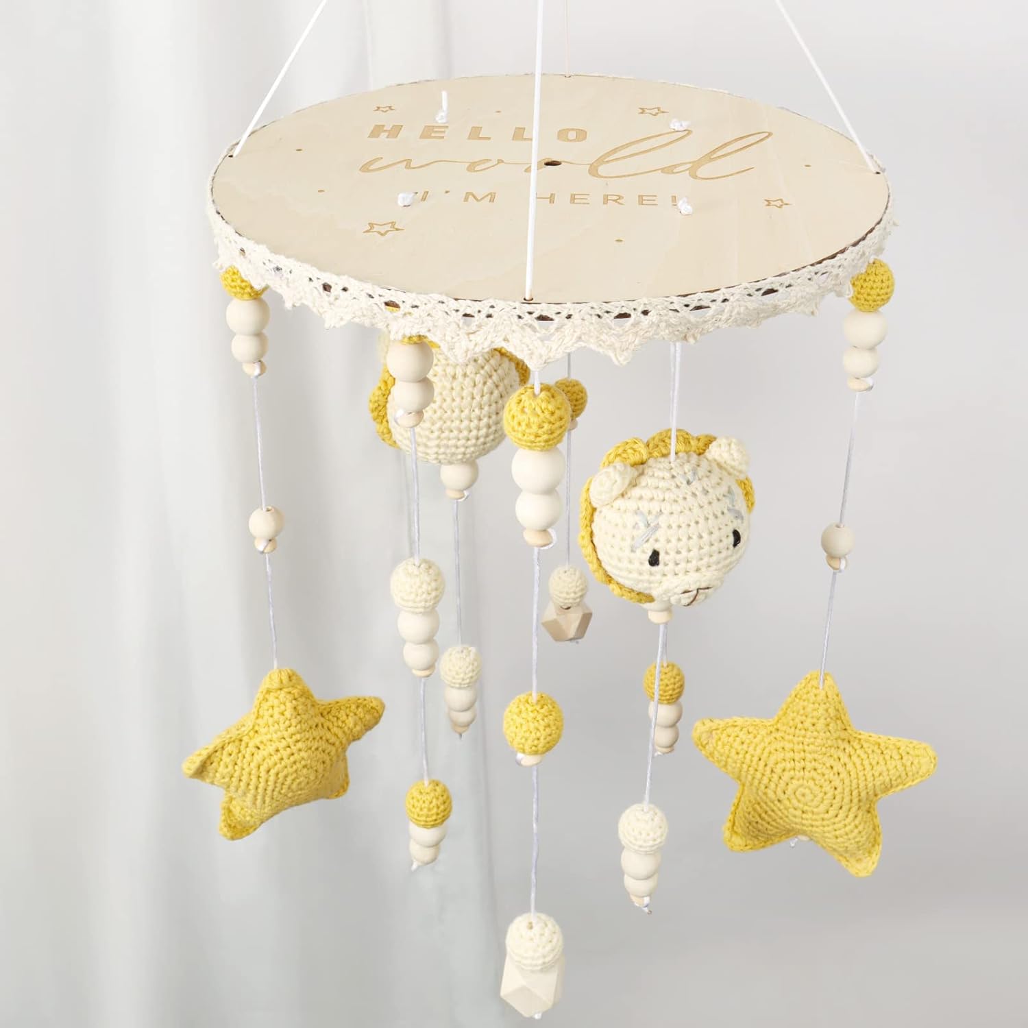 Baby Mobile for Crib Boy - Lion Baby Crib Mobile - Boho Crib Mobile - Crib Mobile for Boys - Baby Mobile for Bassinet, Pack n Play