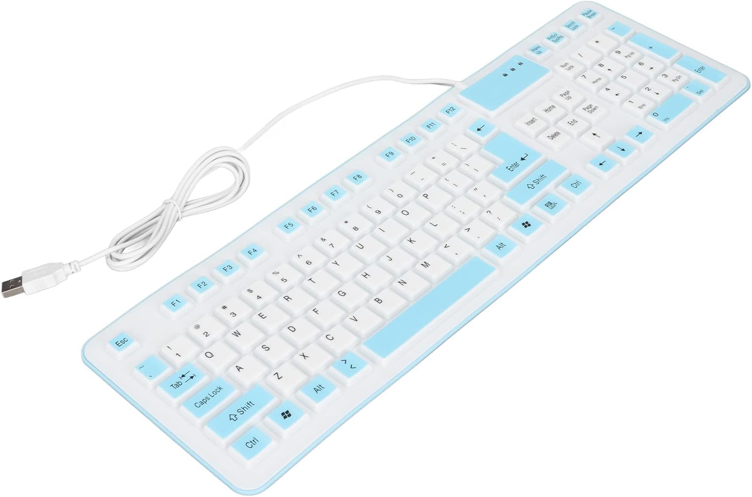 KIMISS Foldable Silicone Keyboard, Keys Waterproof Dustproof Switch Oled 106 USB Wired Silent for PC Laptop Game Blue (Blue)