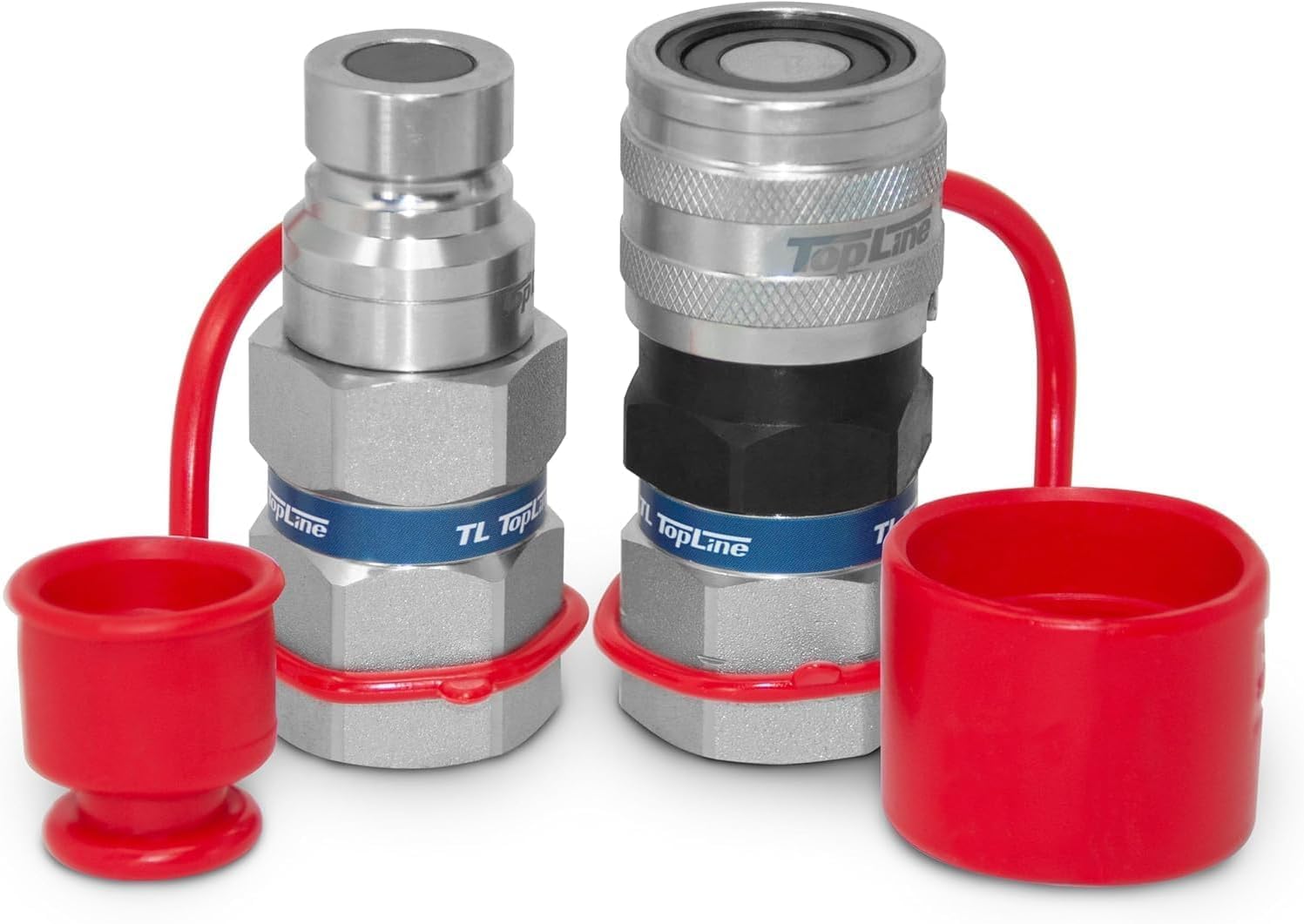 TL Topline 1/2" Body with 3/4" NPT Thread | Flat Face Hydraulic Quick Connect Coupler | Skid Steer Bobcat Attachment | ISO 16028 Heavy-Duty Coupling