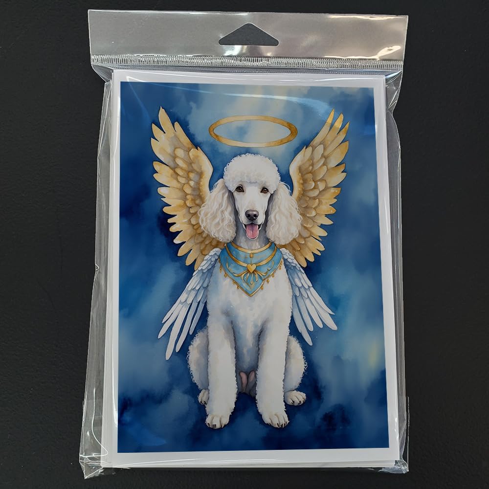 Caroline's Treasures White Poodle My Angel Greeting Cards Pack of 8 Blank Cards with Envelopes Whimsical A7 Size 5x7 Blank Note Cards