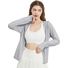 Women's Sun Protection Hoodie Shirts Lightweight Full Zip Jacket | UPF 50+ Shirts, Long Sleeve, Zip Up, UV Hooded Jacket, with Pockets, Quick Dry, Hiking, Golf, Cycling, for Summer Outdoor