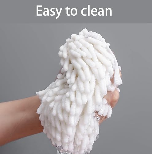 Miniatura 6 de iMaylex Paquete de 3 toallas de mano de felpilla mullidas, de secado rápido y de microfibra de alta absorción, con bucles para colgar, para cocina y