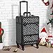Yaheetech Rolling Makeup Train Case Aluminum Cosmetic Case with Wheels Barber Case Salon Lockable Travel Trolley with Sliding Drawers Removable Divider, Black/Red
