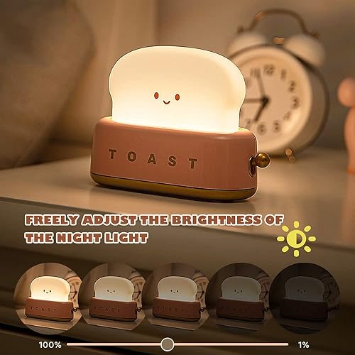 Miniatura 5 de Toast Bread - Lámpara de noche LED, bonita luz nocturna recargable por USB y temporizador, divertida luz nocturna kawaii portátil para dormitorio,