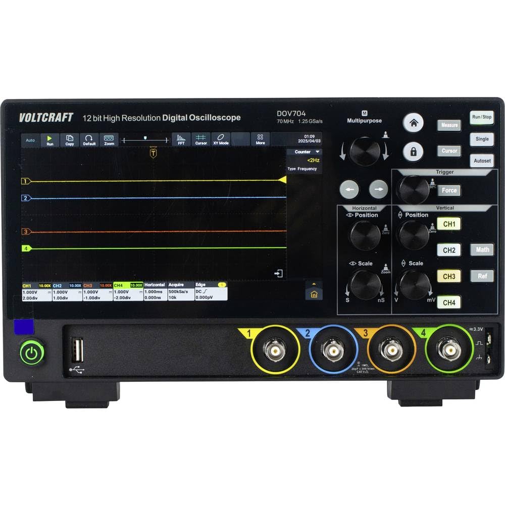 VOLTCRAFT DOV704 Digital-Oszilloskop 70 MHz 4-Kanal 1.25 GSa/s 50 Mpts 12 Bit Digital-Speicher (DSO) 1 St.