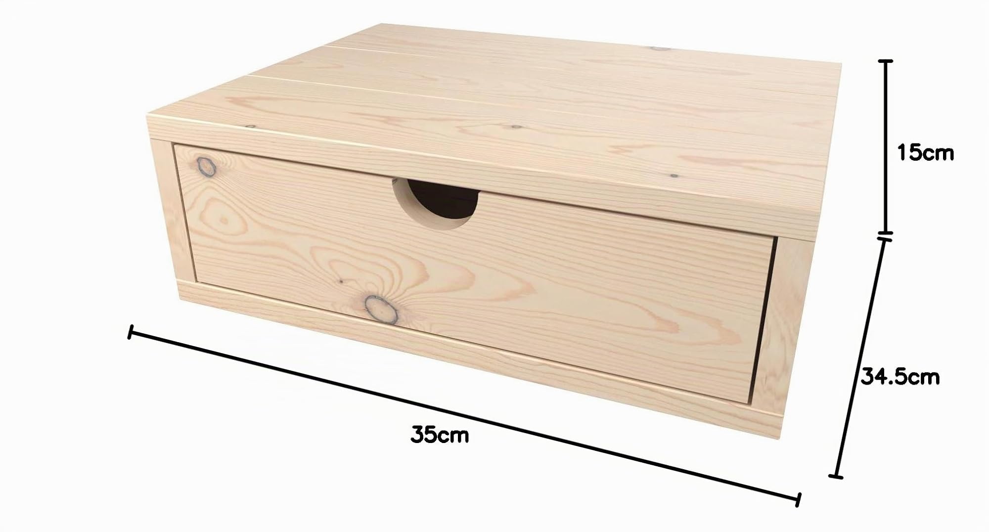 LA WEB DEL COLCHON Mesita Noche Madera Vintage Damasco con Cajon 35 (cms) x 34,5 x 15 (cms) Crudo Sin Pintar - Mesillas de Noche Flotantes de Madera Natural - Mesita de Noche Suspendidas