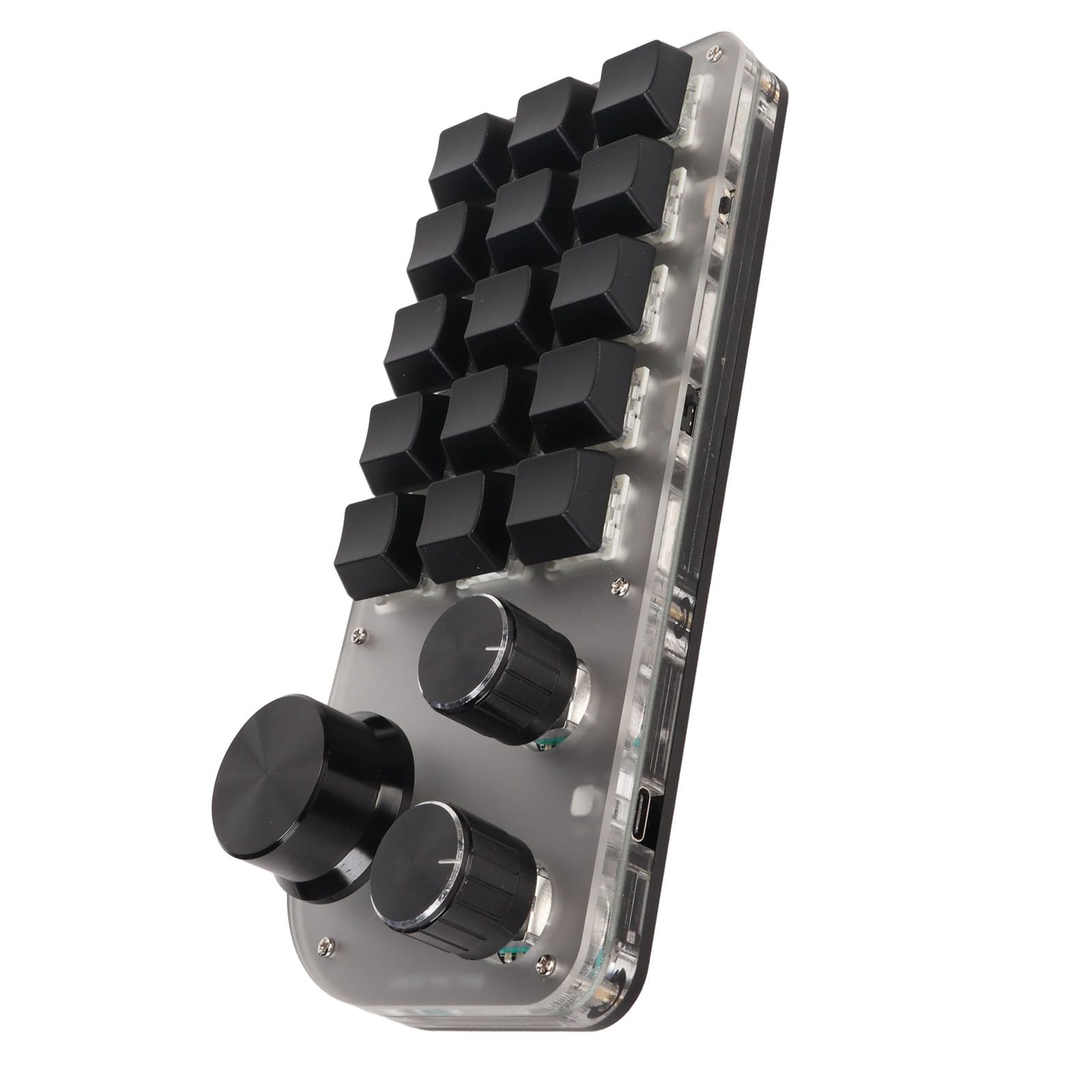 Alomejor Mini Tastiera USB Meccanica Wireless a 15 Tasti con Manopole per Musica da Gioco e Ufficio in Acrilico Bianco