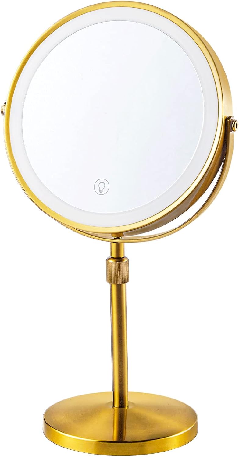 Height Adjustable Makeup Mirror,Rechargeable 8'' Lighted